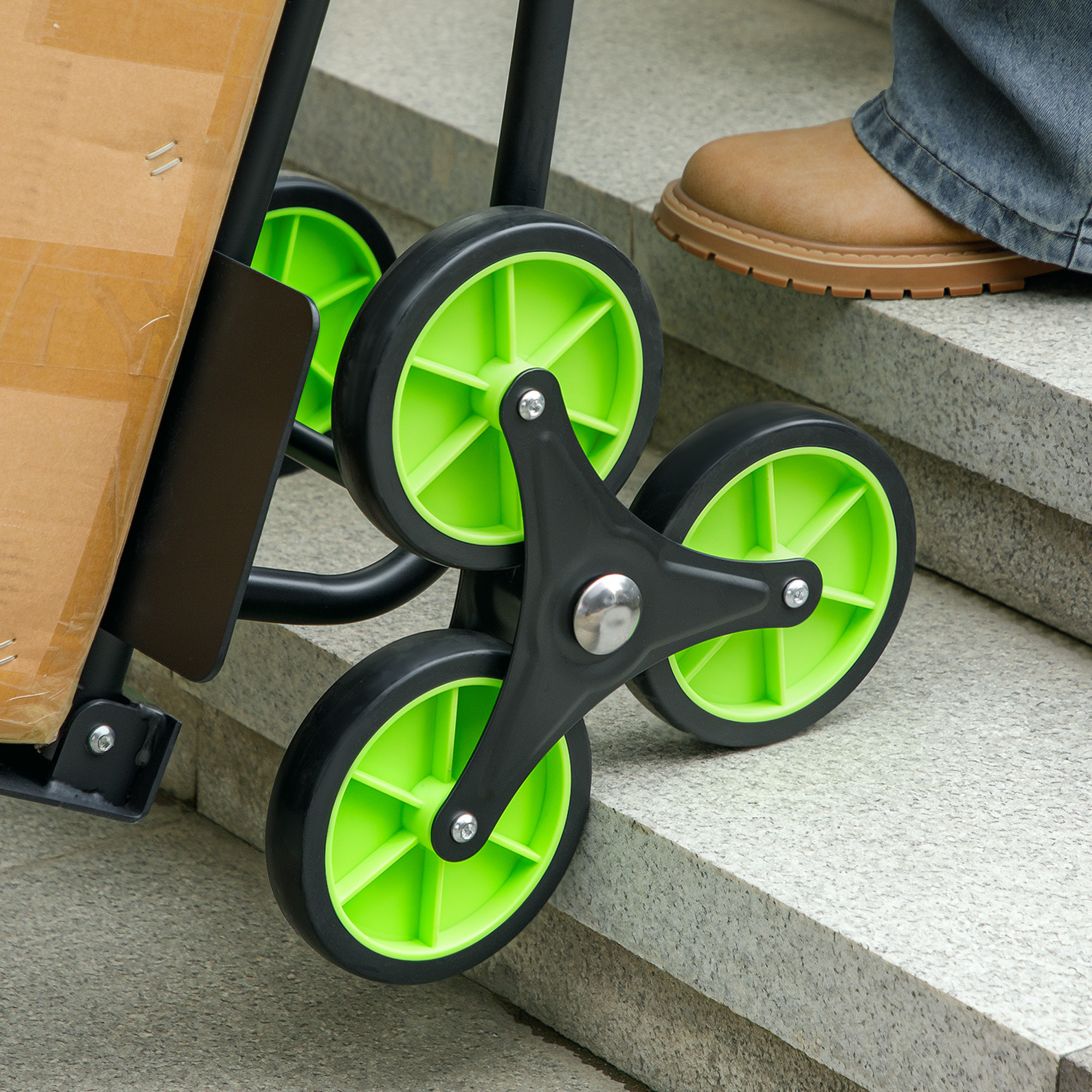 Carretilla Plegable para Escalera con Ruedas Carga 120kg Carretilla de Mano Portátil para Entrega Almacenes Mercado Viajar Mudarse Verde