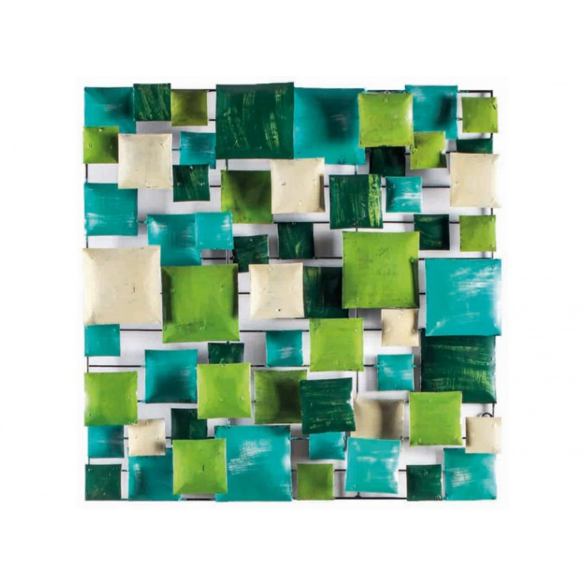 Décoration murale en métal peint vert/turquoise à suspendre - GREENY