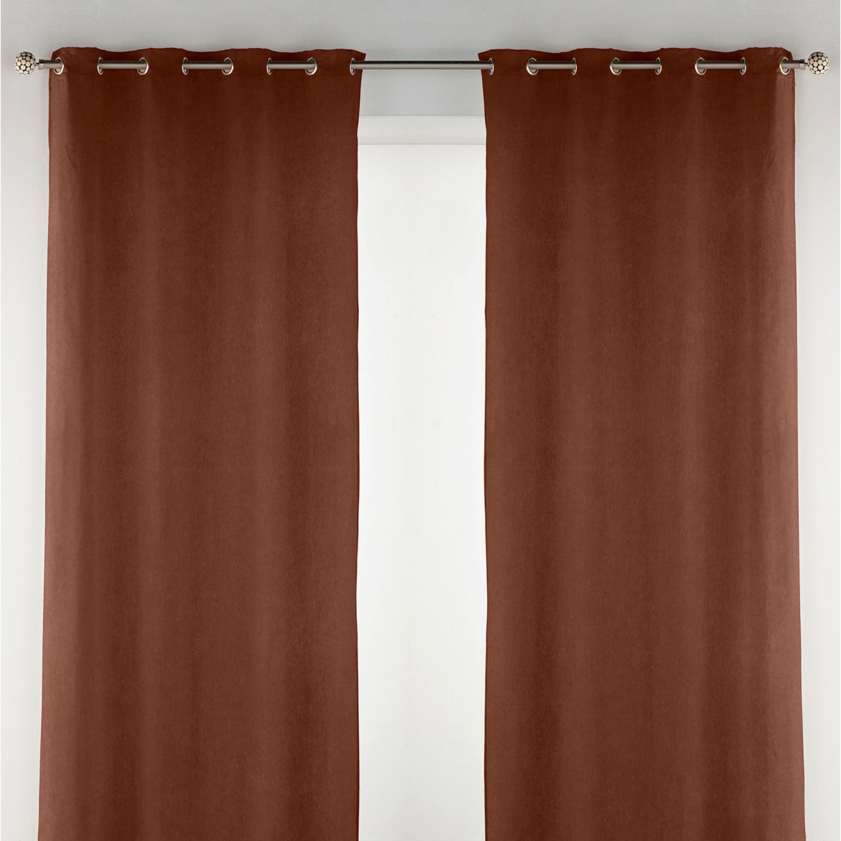 Rideau à oeillets oeillets en velours marron 140x270 cm à l'unité