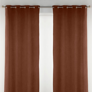 Rideau à oeillets oeillets en velours marron 140x270 cm à l'unité