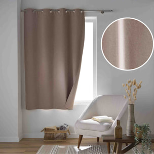 Rideau court occultant, isolant thermique et phonique en chambray - Marron Brun