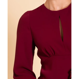 Vestido midi de manga larga con escote de lágrima.
