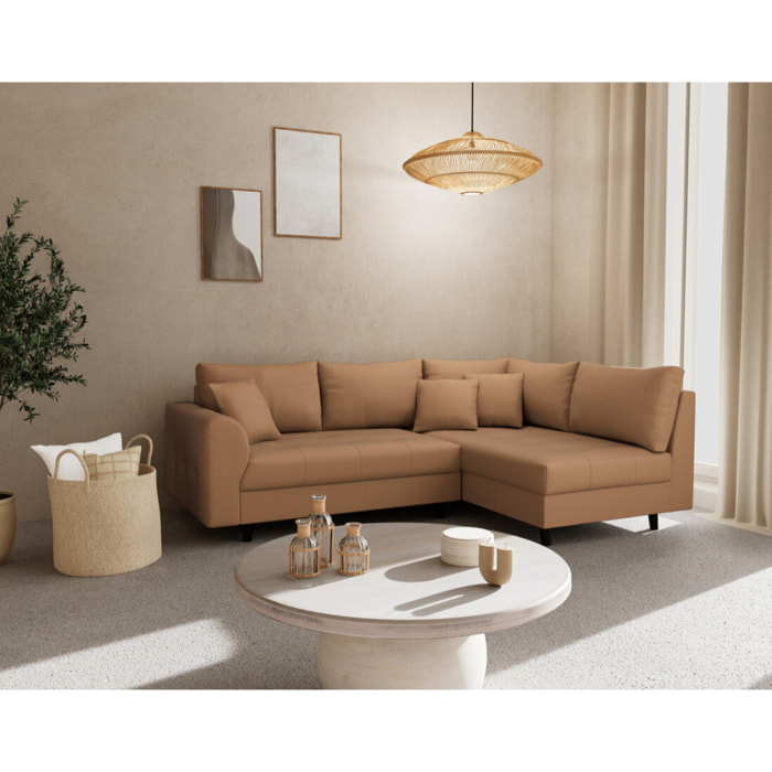 Rune - canapé d'angle droit 4 places en simili - Taupe