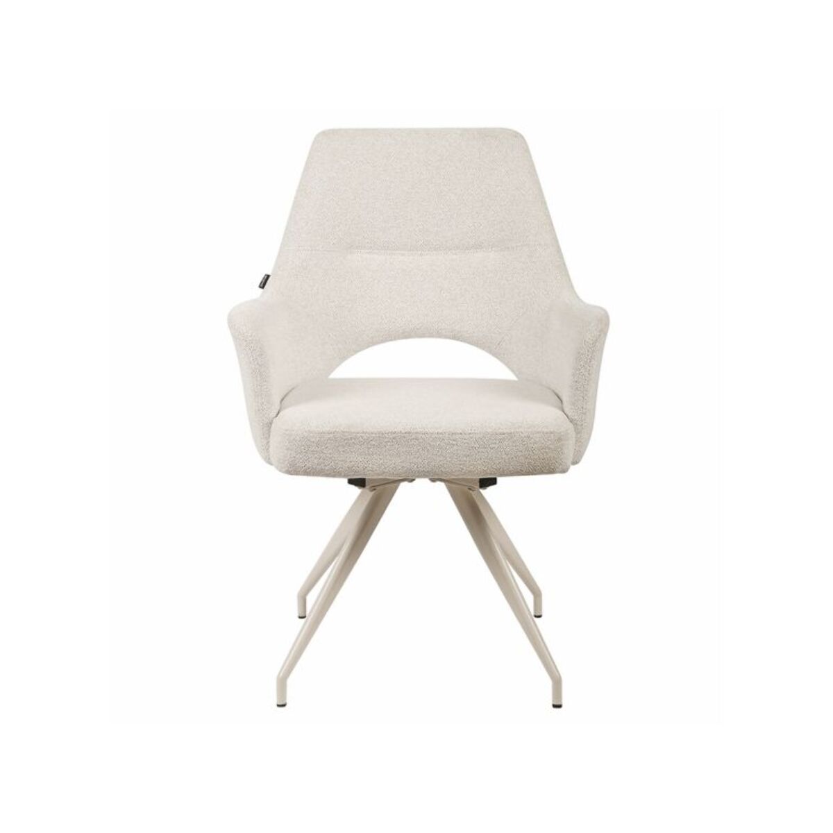 Chaise rotative 180° en tissu doux écru avec pieds en métal - LEVANTE