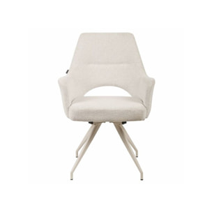 Chaise rotative 180° en tissu doux écru avec pieds en métal - LEVANTE