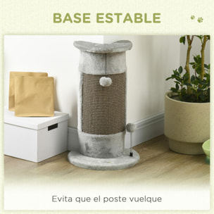 Poste Rascador para Gatos 58 cm Rascador para Gatos Arañador para Gatos con Poste de Sisal y Bolas Colgantes 34x25,5x58 cm Gris