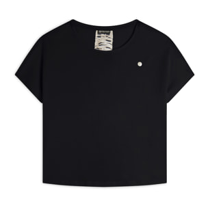 T-shirt maniche a kimono con stampa fantasia sul retro