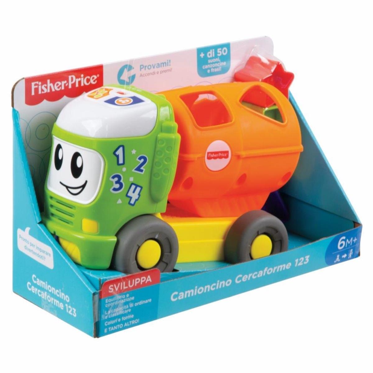 Fisher-Price Camioncino Cercaforme Giocattolo per Bambini con Suoni e Frasi unisex Fisher-Price