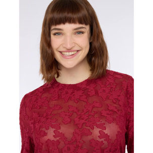 Fiorella Rubino - Camiseta de encaje con motivo floral - Rojo