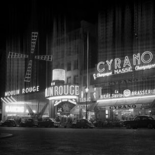 Deco vintage Photo de Paris, Le moulin Rouge Toile imprimée