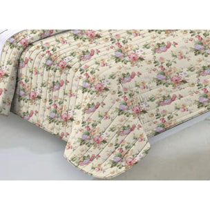 Quilt Trapuntino Piumino Estivo 100gr/mq Microfibra Disegno Roselline Beige D16