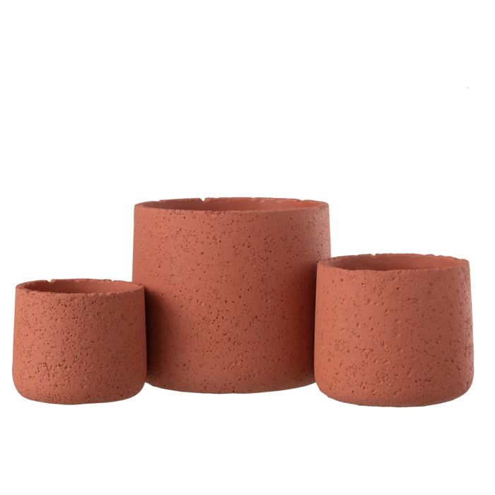 J-Line cache-pot Potine - ciment - terracotta - large -  Ø 19 cm