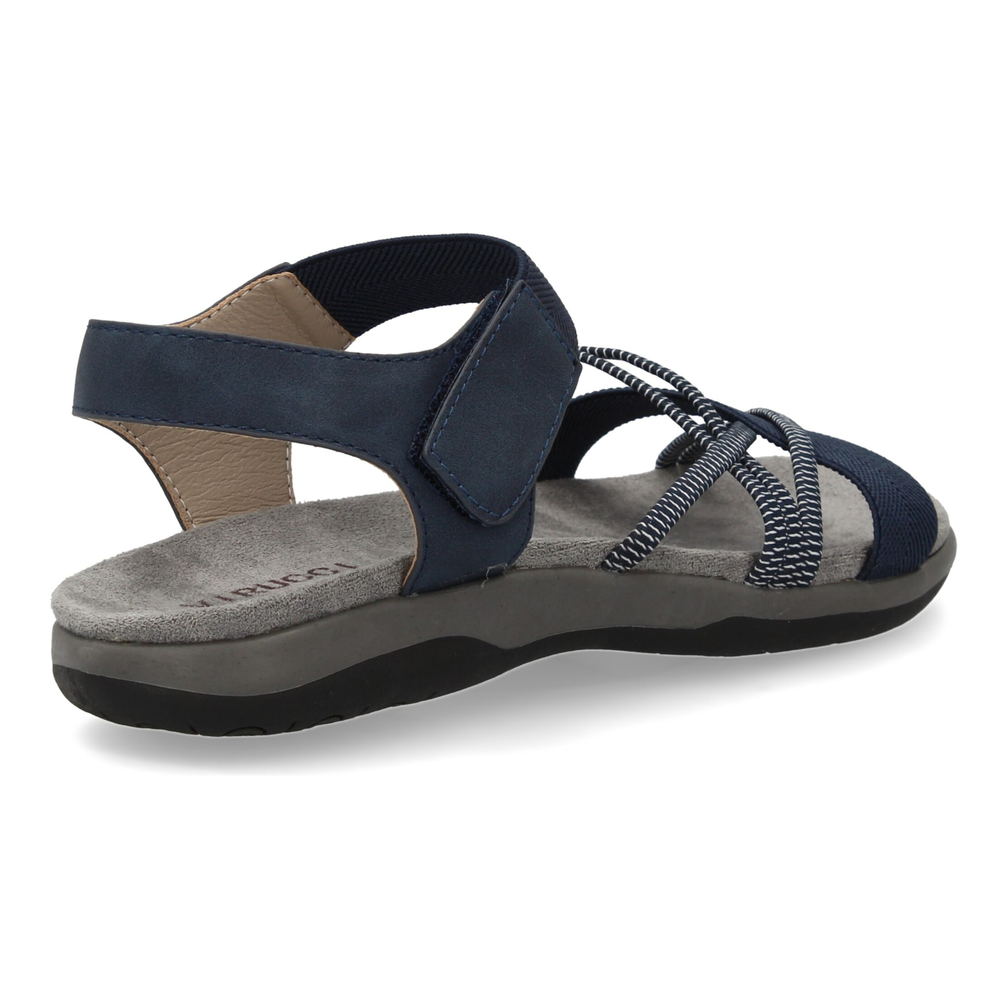 Sandalias planas de mujer diseño moderno, comodas con cierre de cierre autoadherente y con tiras elasticas cruzadas