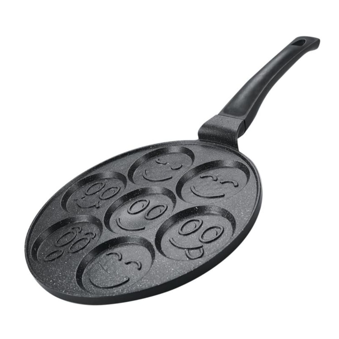 Poêle à crêpes et galettes avec 7 motifs smiley emoji 26cm Herzeberg HGCP267SML