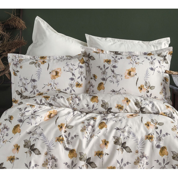 Housse de couette + taie(s) oreiller satin de coton "Septembre"