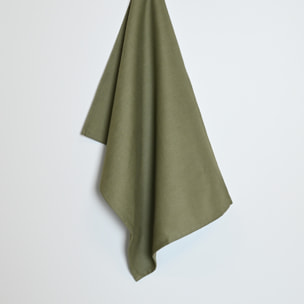 Torchon de cuisine en coton uni aspect tissé - Kaki