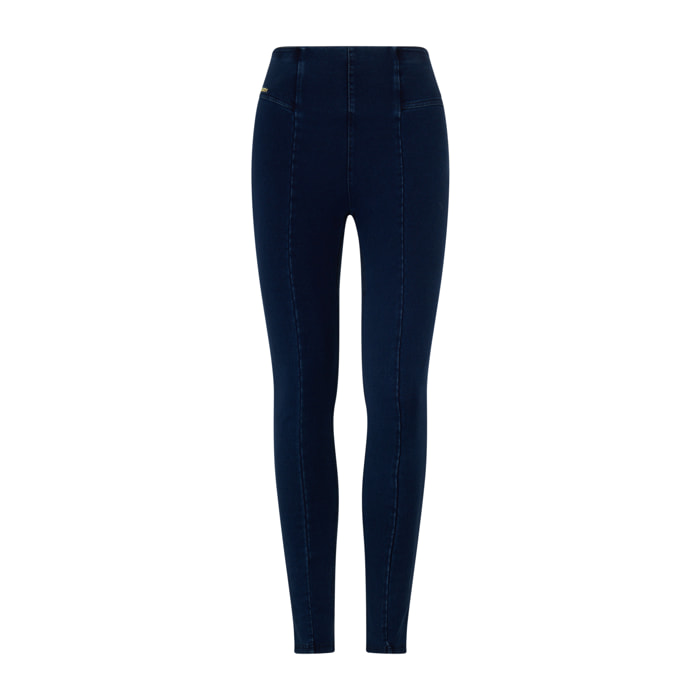 Pantaloni N.O.W. Skinny in Jersey Denim con Vita Alta