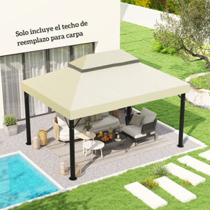 Techo de Repuesto para Cenador 4x3 m Cubierta de Repuesto con Techo Doble con Mosquitera Protección UV 30+ Toldo de Recambio para Pabellón Gazebo Crema