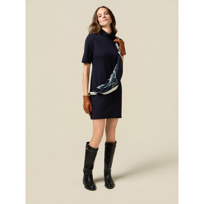 Oltre - Vestito tubino con dettaglio foulard - Blu