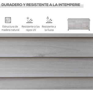 Baúl de Almacenaje Exterior 284L Arcón de Jardín de Madera Impermeable con Tapa Abrible y Diseño Persiana 127x56x60 cm Gris