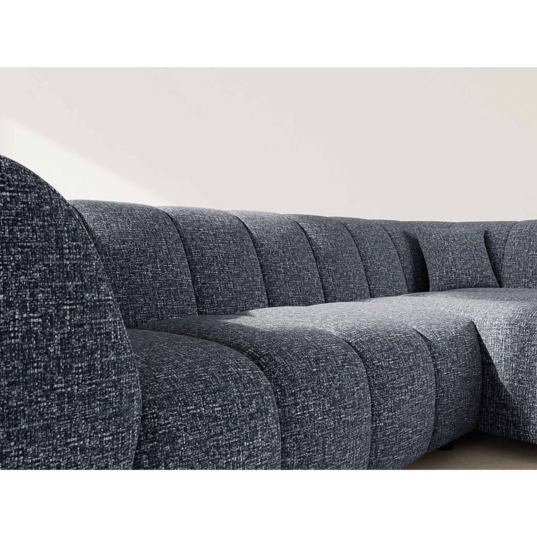 Curtis - canapé d'angle droit 4 places avec accoudoir en tissu texturé - Bleu