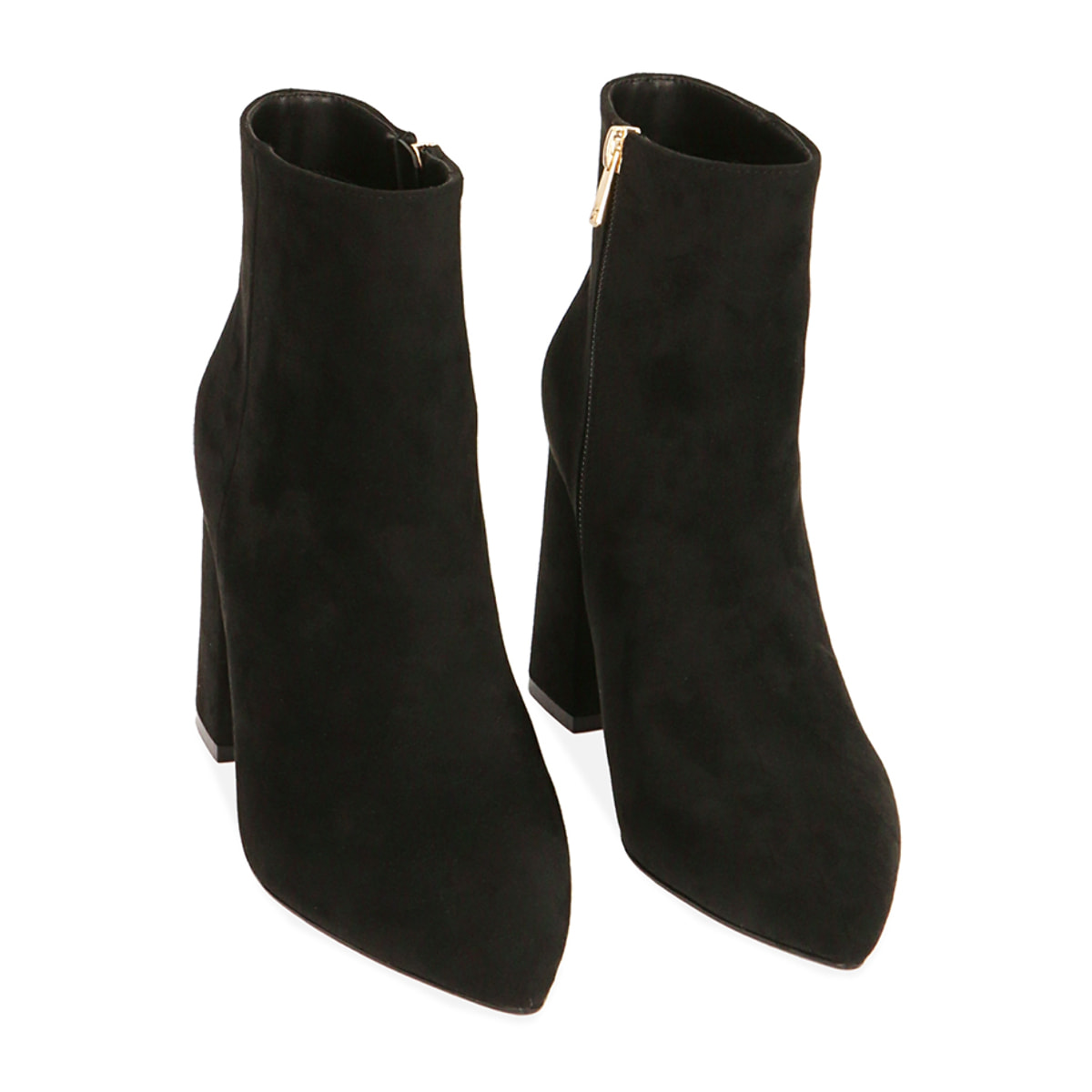 Botines negros de microfibra, tacón 9 cm.