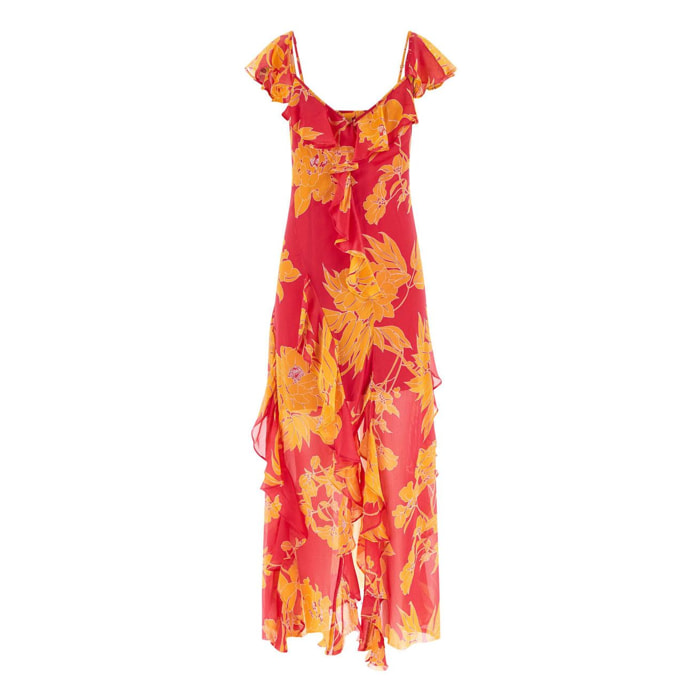 Robe Maxi - coupe maxi - rouge et orange