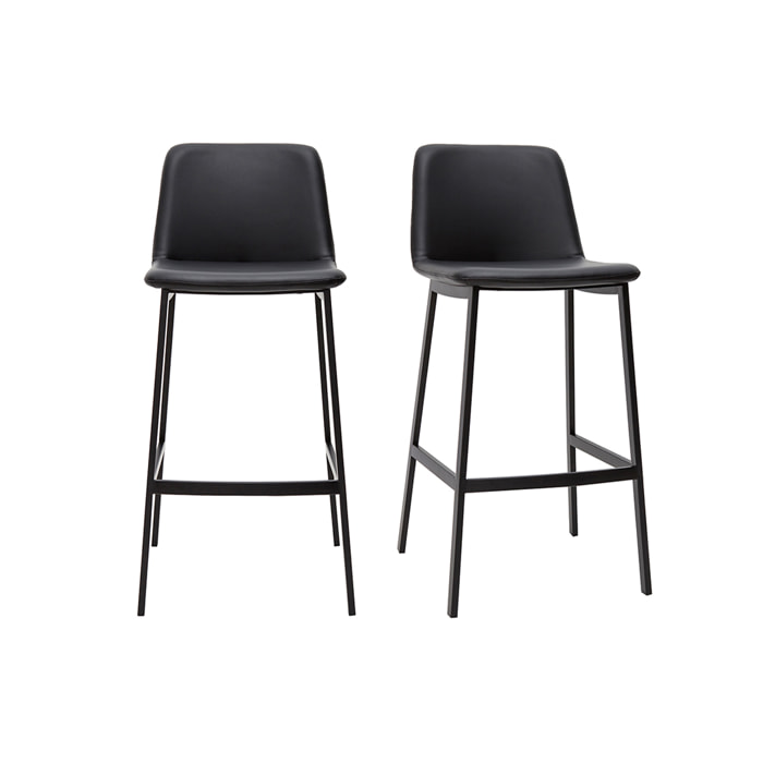 Tabourets de bar design noirs H75 cm (lot de 2) ARSENE