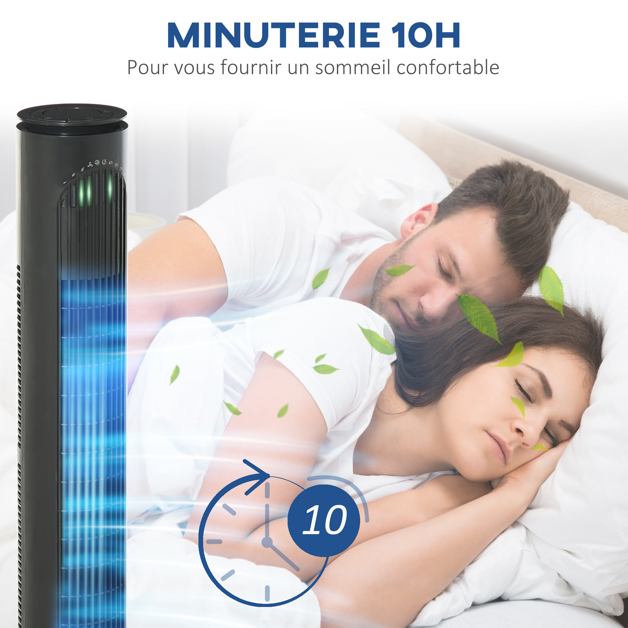 Ventilateur colonne tour oscillant 45 W silencieux télécommande incluse minuterie 3 modes 3 vitesses anthracite