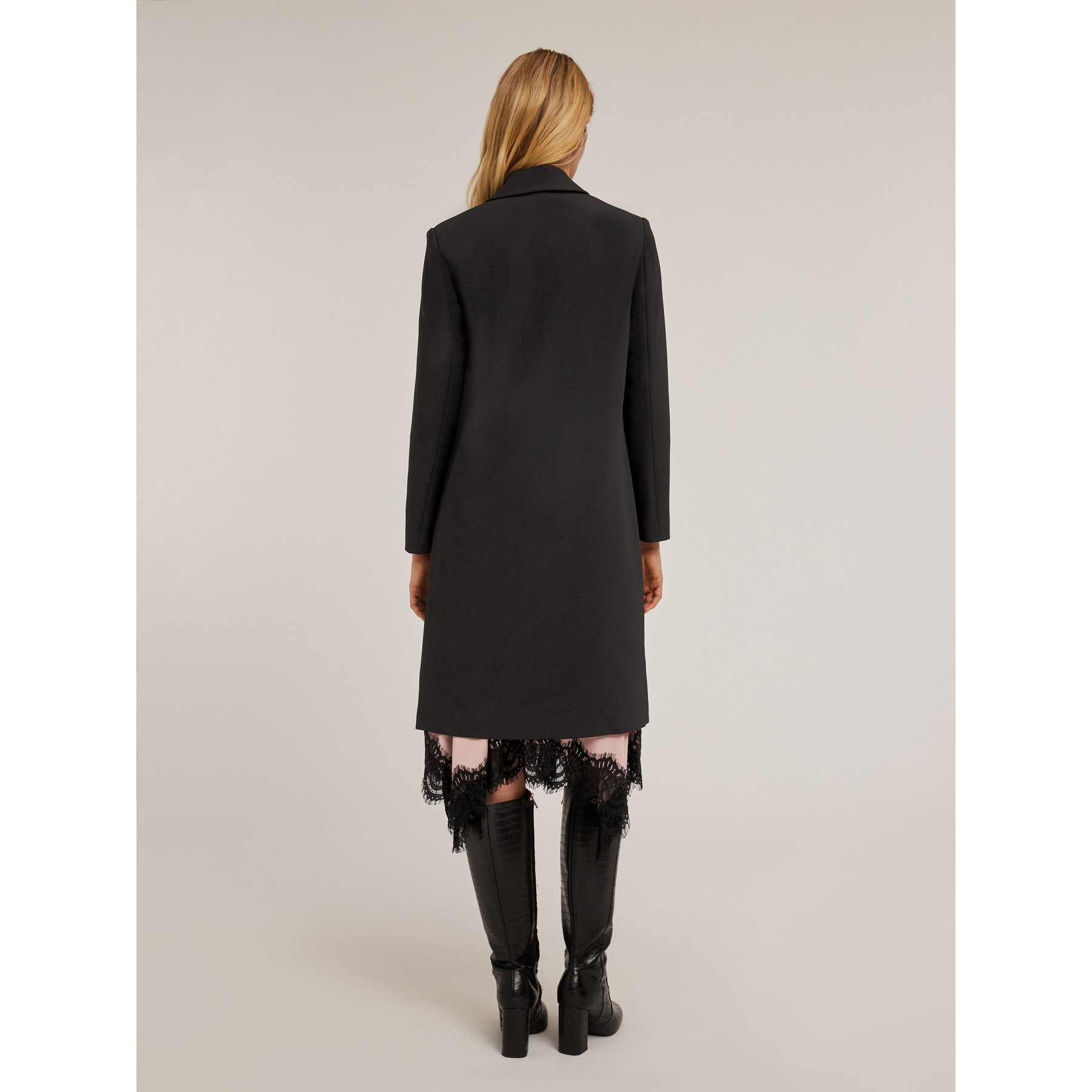 Motivi - Cappotto monopetto in tessuto crêpe - Nero