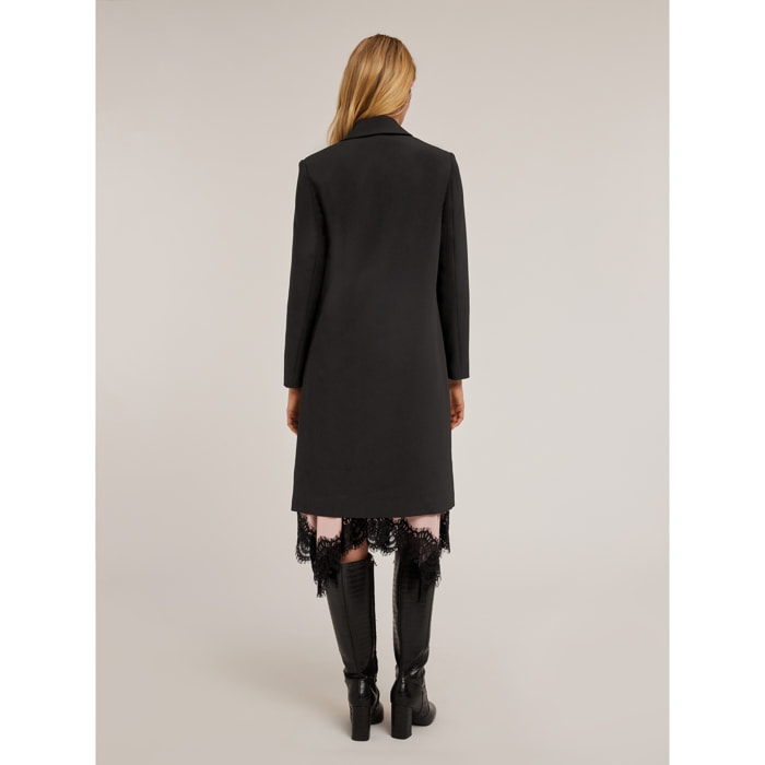 Motivi - Cappotto monopetto in tessuto crêpe - Nero