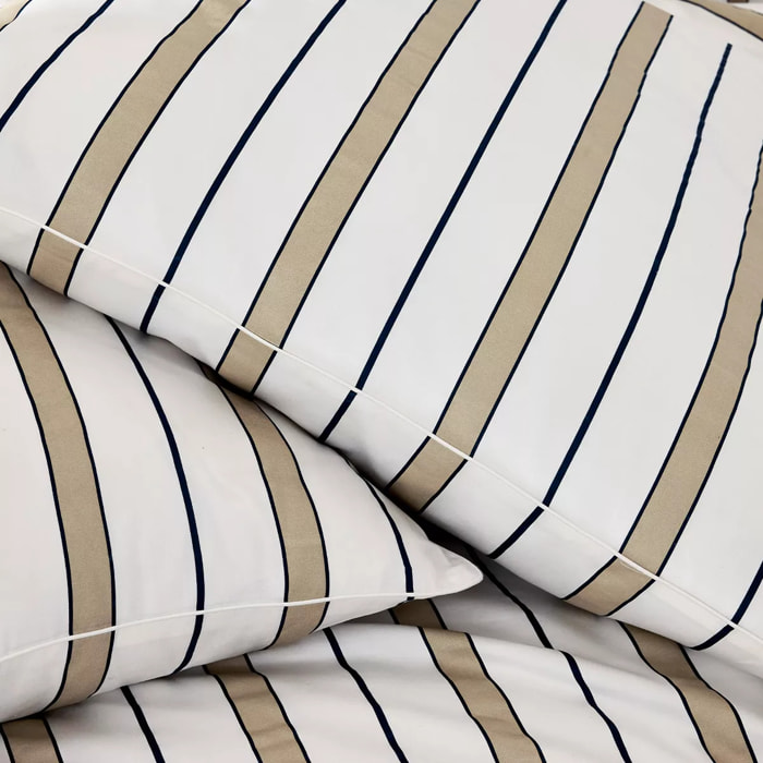 Lot de 2 taies satin de coton 115 g/m² imprimé blanc beige Martigues sable