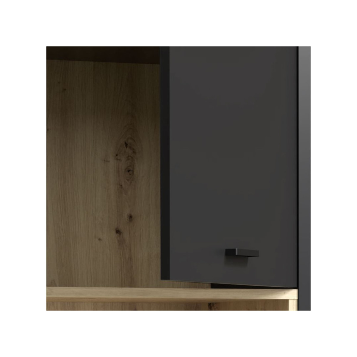 Armoire murale noire effet bois de chêne 1 porte réversible - DORY
