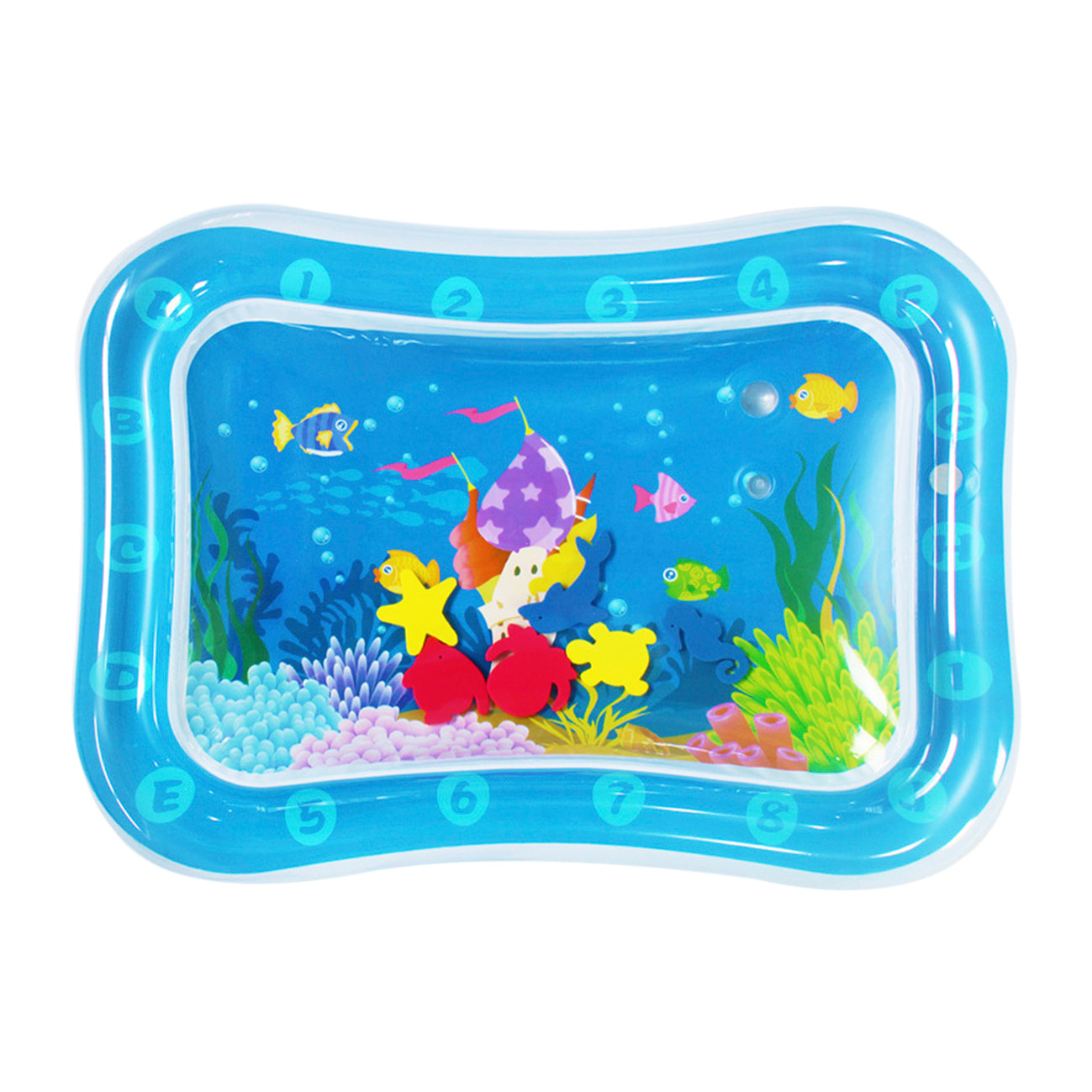 DAM Colchoneta hinchable infantil diseño fondo marino. 70x50cm. 70x50x9 Cm. Color: Azul