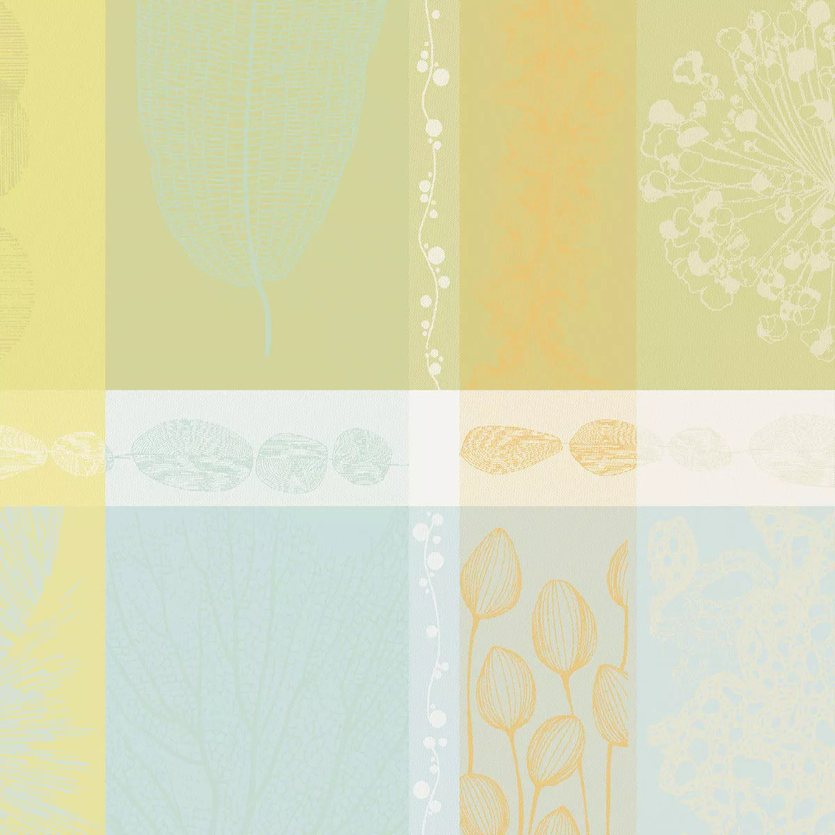 Serviette pur coton motif jacquard jaune vert Mille lieues aube