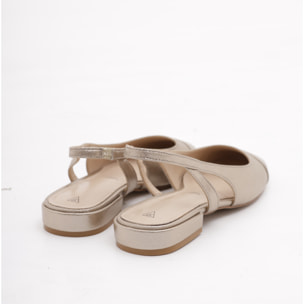 SLINGBACK FLAT PUNTALE PLATINO