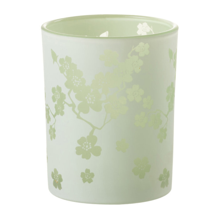 J-Line photophore Fleurs - verre - vert - medium