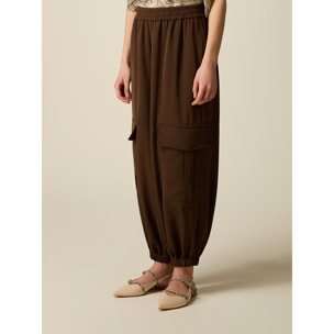 Oltre - Pantaloni joggers cargo - Marrone