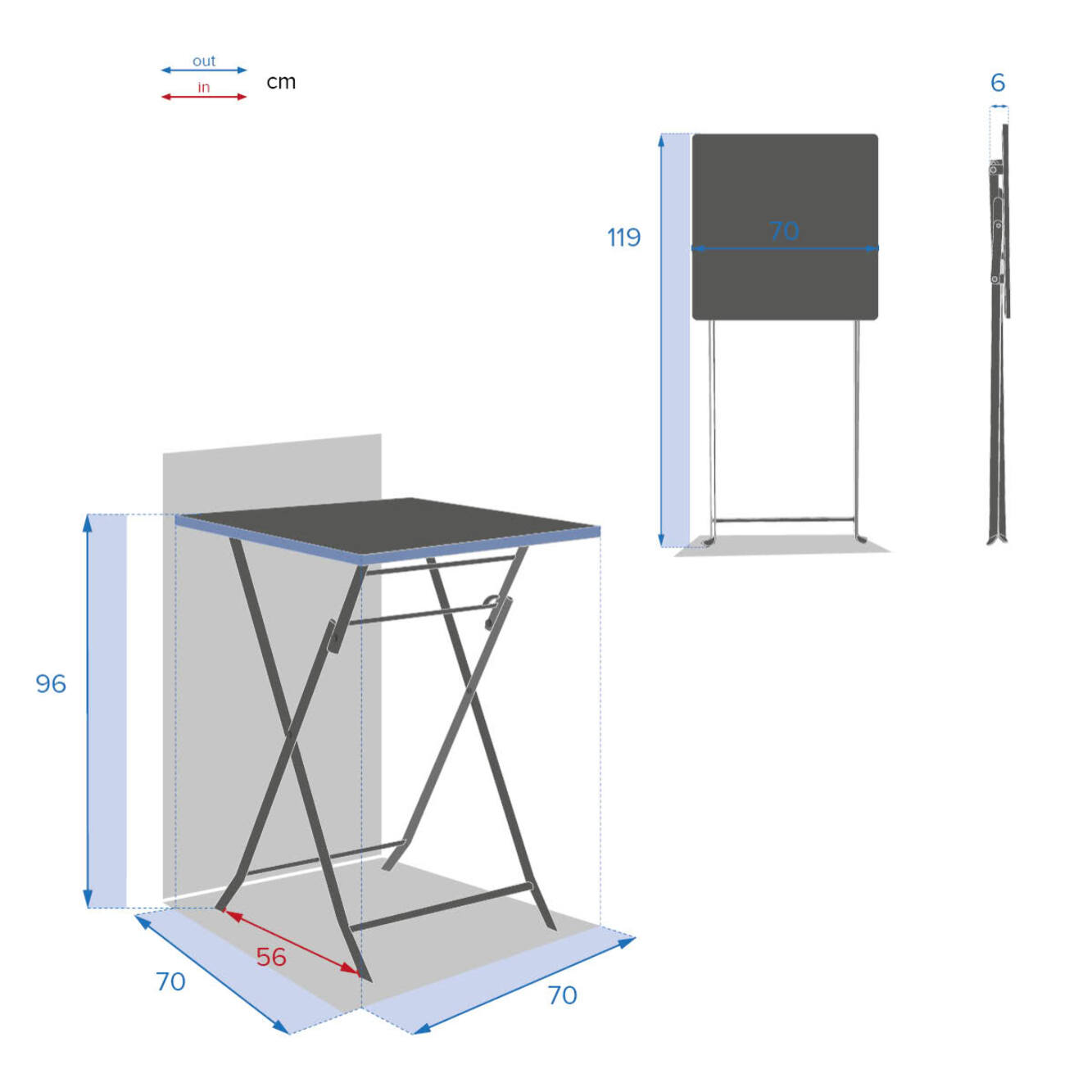 Table haute pliante de jardin Greensboro Graphite