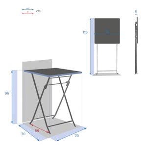Table haute pliante de jardin Greensboro Graphite