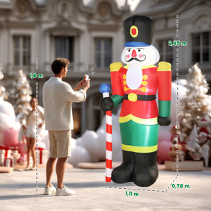 Casse-noisette Noël gonflable H.245 cm LED intégrées sceptre kit installation complet