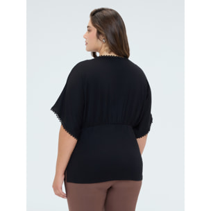 Fiorella Rubino - Camiseta de viscosa con detalles de encaje - Negro