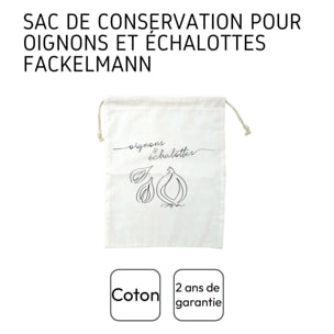 Sac de conservation pour oignons et échalottes en coton Fackelmann Nature