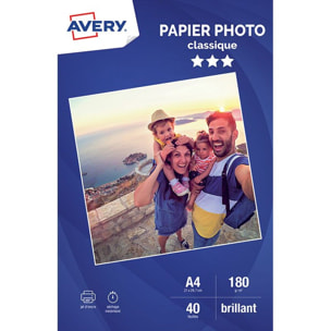 Papier photo AVERY 40 Photos brillantes A4 180g