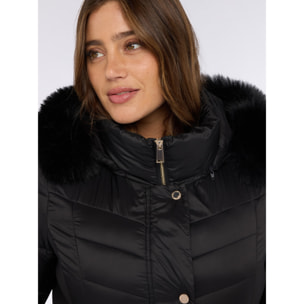 Fiorella Rubino - Plumífero largo con capucha y acolchado - Negro