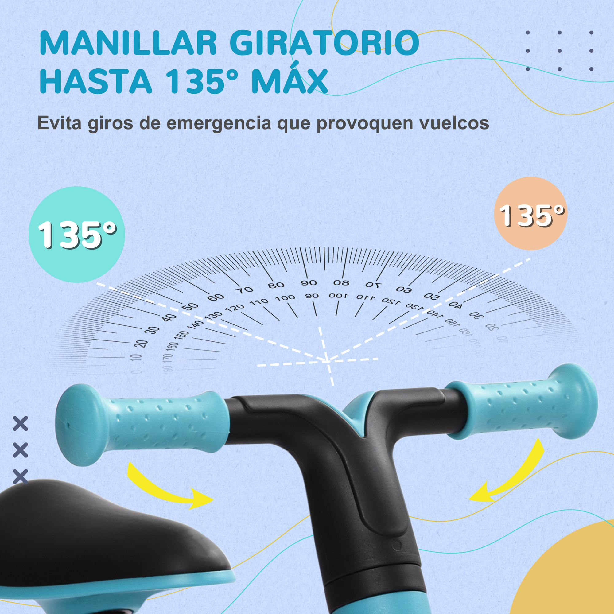 Bicicleta sin Pedales para Niños de +18 Meses Triciclo Infantil para Bebé con Sillín Ajustable en 30-36,5 cm Ruedas de Ø19 cm Carga 25 kg 66,5x34x46,5 cm Azul