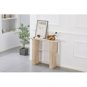 Table console travertin en céramique "Alba" - 100 x 30 x 80 cm - Marron