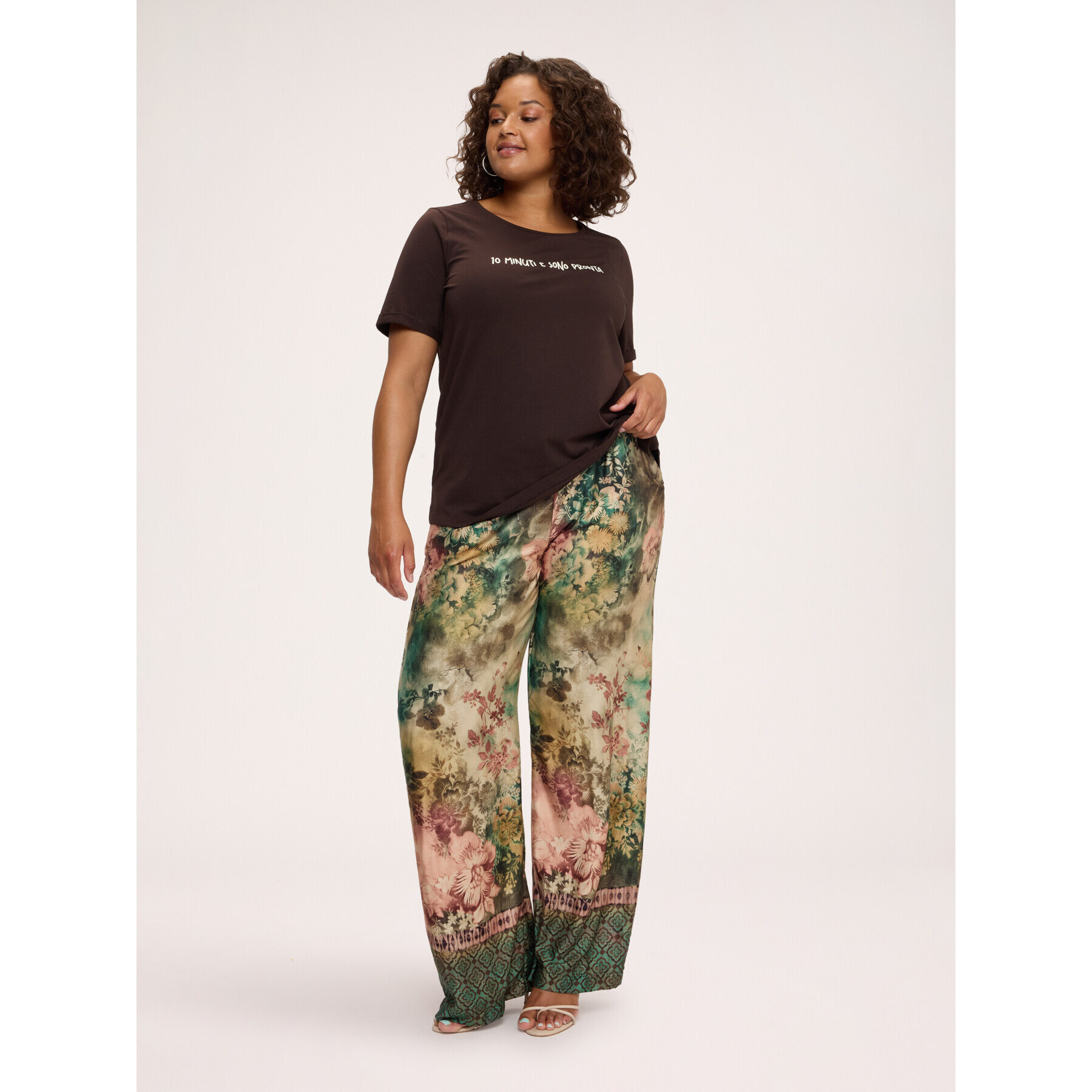 Fiorella Rubino - T-shirt in cotone con scritta funny - Marrone