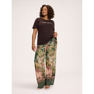 Fiorella Rubino - T-shirt in cotone con scritta funny - Marrone
