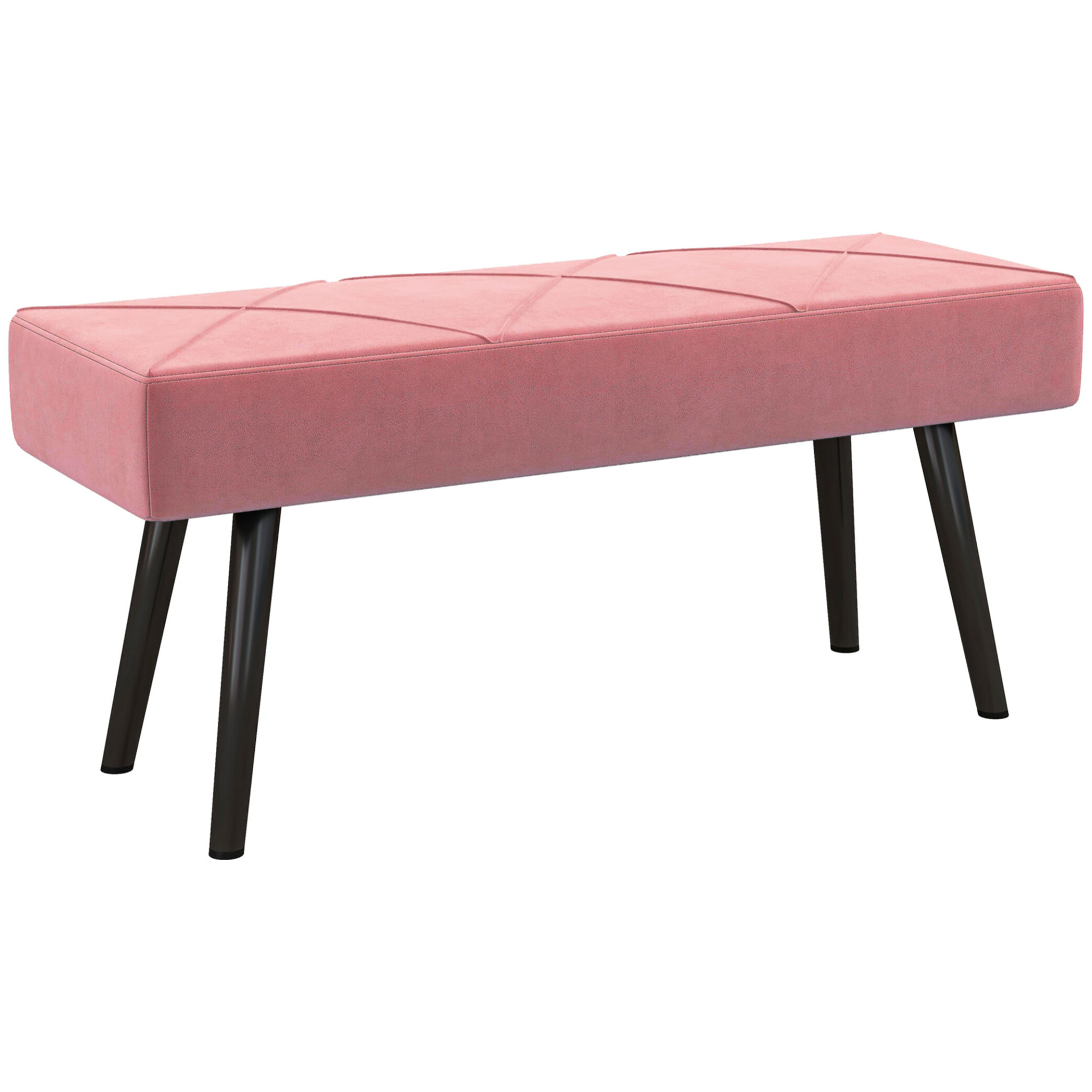 Taburete Pie de Cama Multifuncional Banco Pie de Cama Moderno Banco Dormitorio con Pies de Acero y Asiento Acolchado Carga 120 kg para Entrada Pasillo 100x36x45 cm Rosa